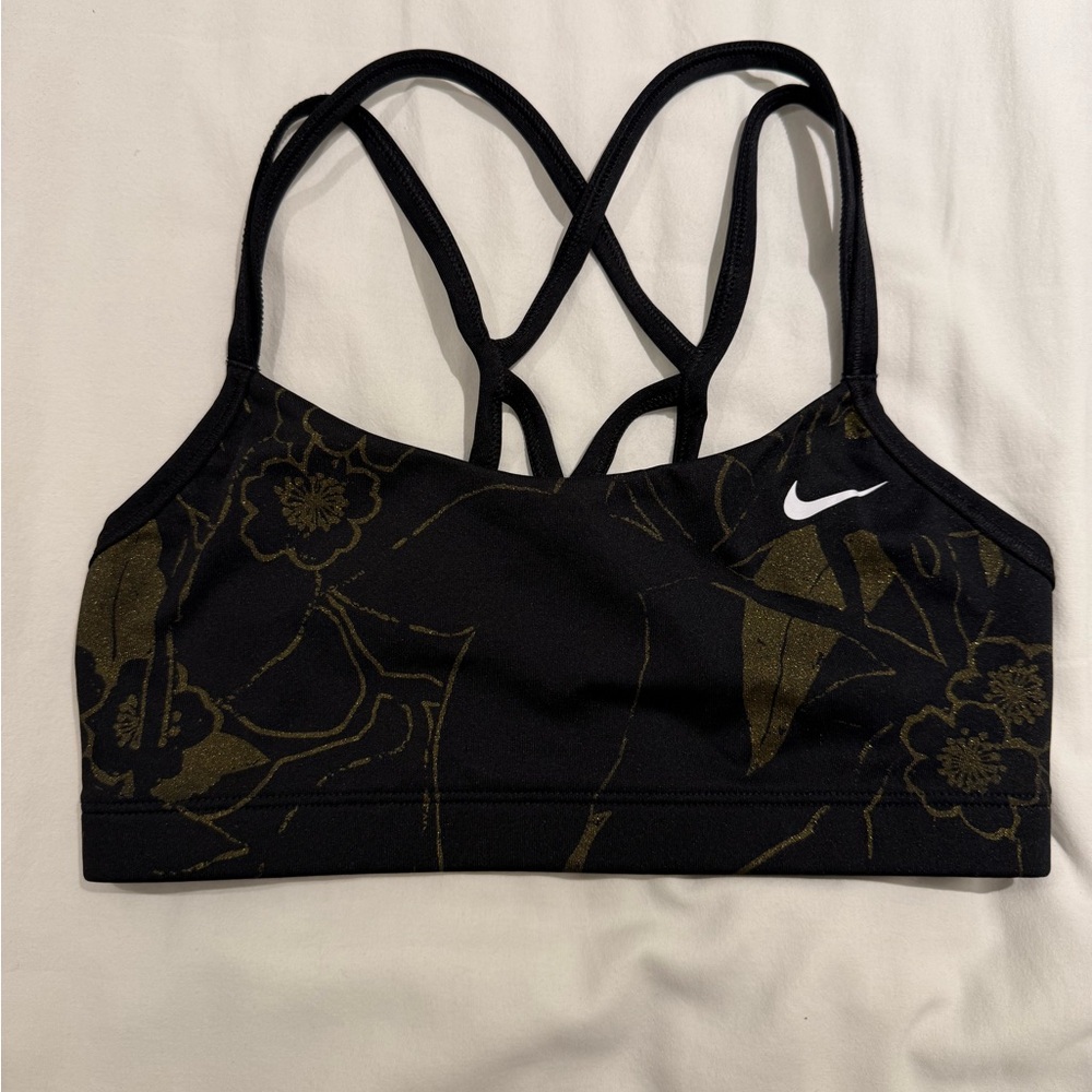 Nike Women's Black and Gold Sports Bra